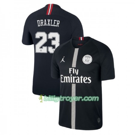 Billige Fotballdrakter Paris Saint-Germain Draxler 23 Jodan Svart Tredjedraktsett 2018/19 Kortermet